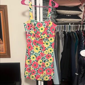 Lilly Pulitzer Pink and Yellow Floral Mini Dress. NEVER EVEN WORN